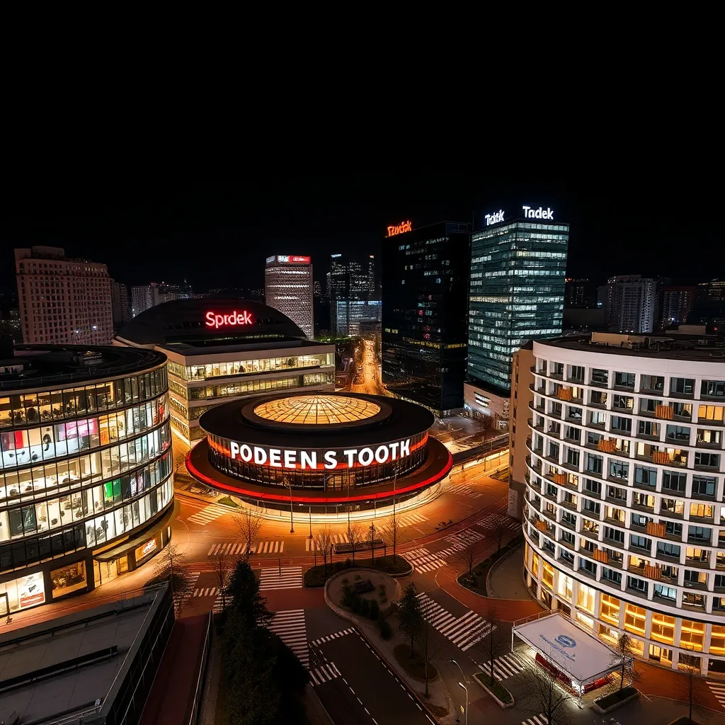 Modern architectural view of Katowice city center with Spode